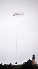 Helicopter over Tatoosh Island, Washington